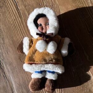 Adorable Alaskan Native doll Brown and White Eskimo Plush Toy, Anchorage Alaska